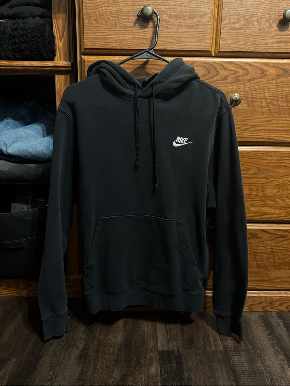 Nike Black Pullover Hoodie with White Swoosh